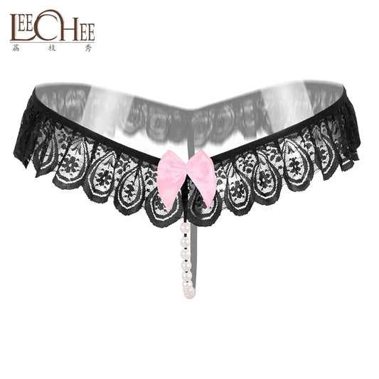 Leechee Sexy Pearls Open Crotch Panties