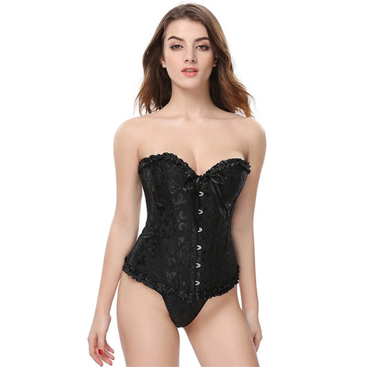 Vintage Floral Satin Lace Corsets