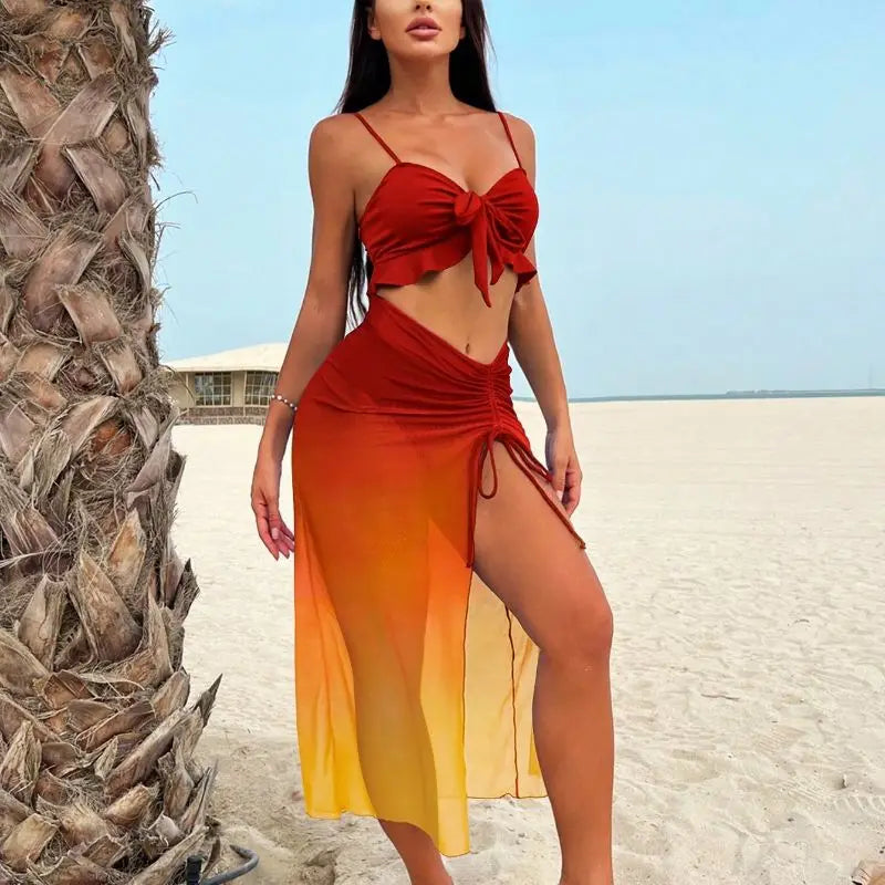Cat Scan Sexy Gradient Color 3pc Swimwear