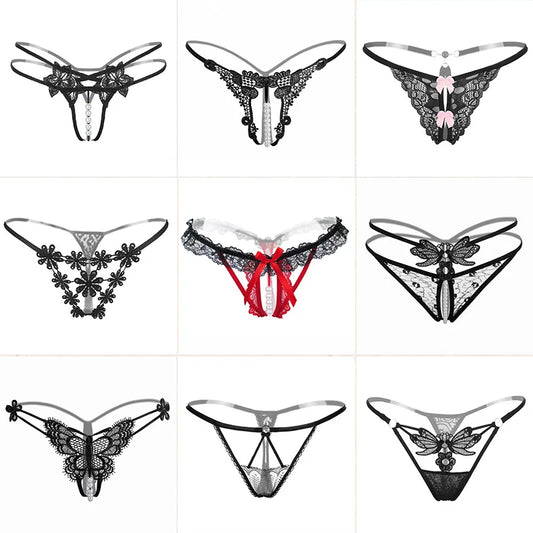 Floral Embroidered Sexy Low Waist G-String (some with pearls)