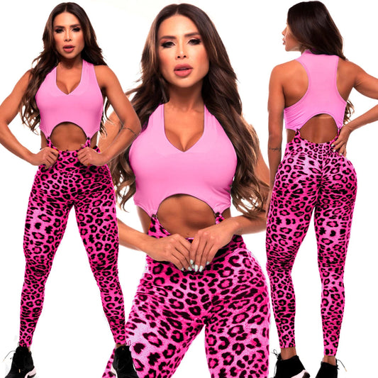 2025 Sport Bra Scrunch Pant Leopard One Piece fitness wear