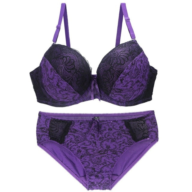 New Sexy Plus Size Lace Push Up Lingerie