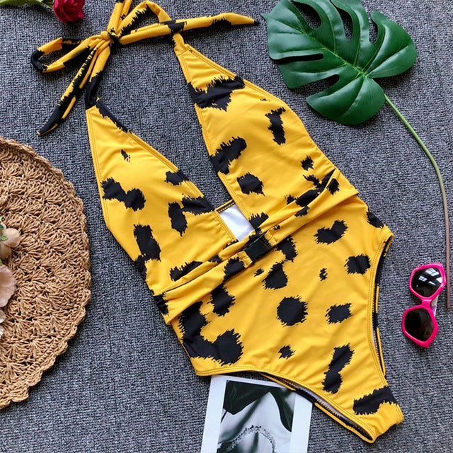 Monokinis bandage one-piece suits Leopard, snake & cheetah print