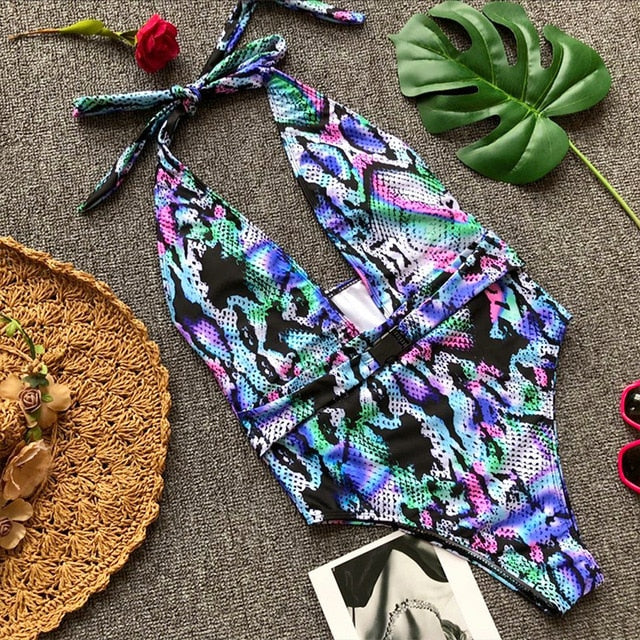 Monokinis bandage one-piece suits Leopard, snake & cheetah print