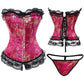 Lace Up ruffle Trim Satin Burlesque Corset