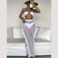 Bikini And Cover Up Set Criss Cross Halter With Ruffle Pants