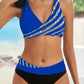 2026 New V Neck Stripe Print Bikini Swimsuit