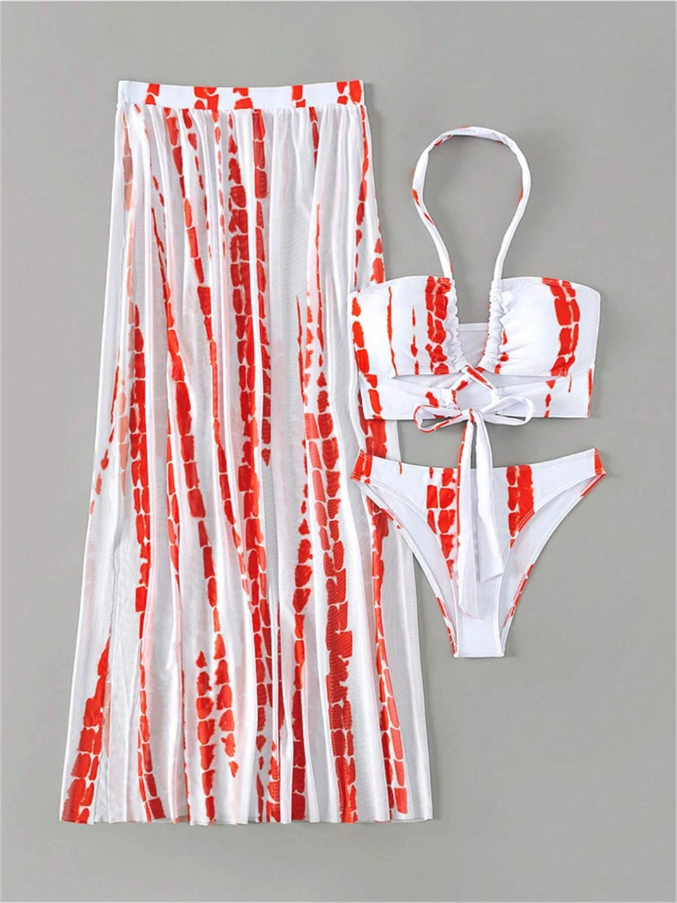 2026 Ultra Stylish 3pc Tie Dye Cross Swimsuit & Cover Up