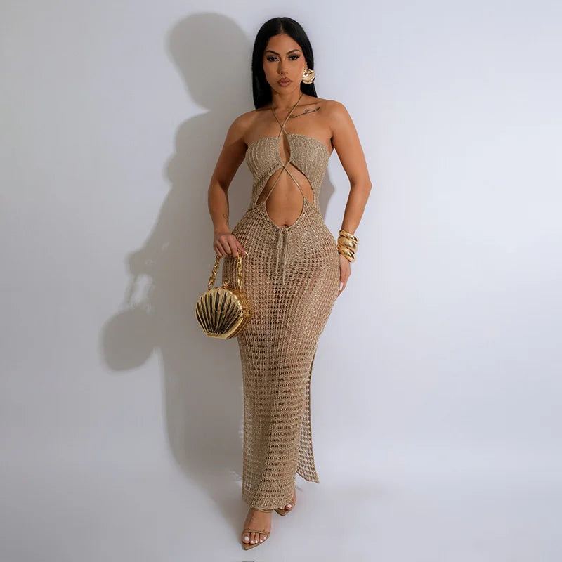 Fashionable halter beach cover up