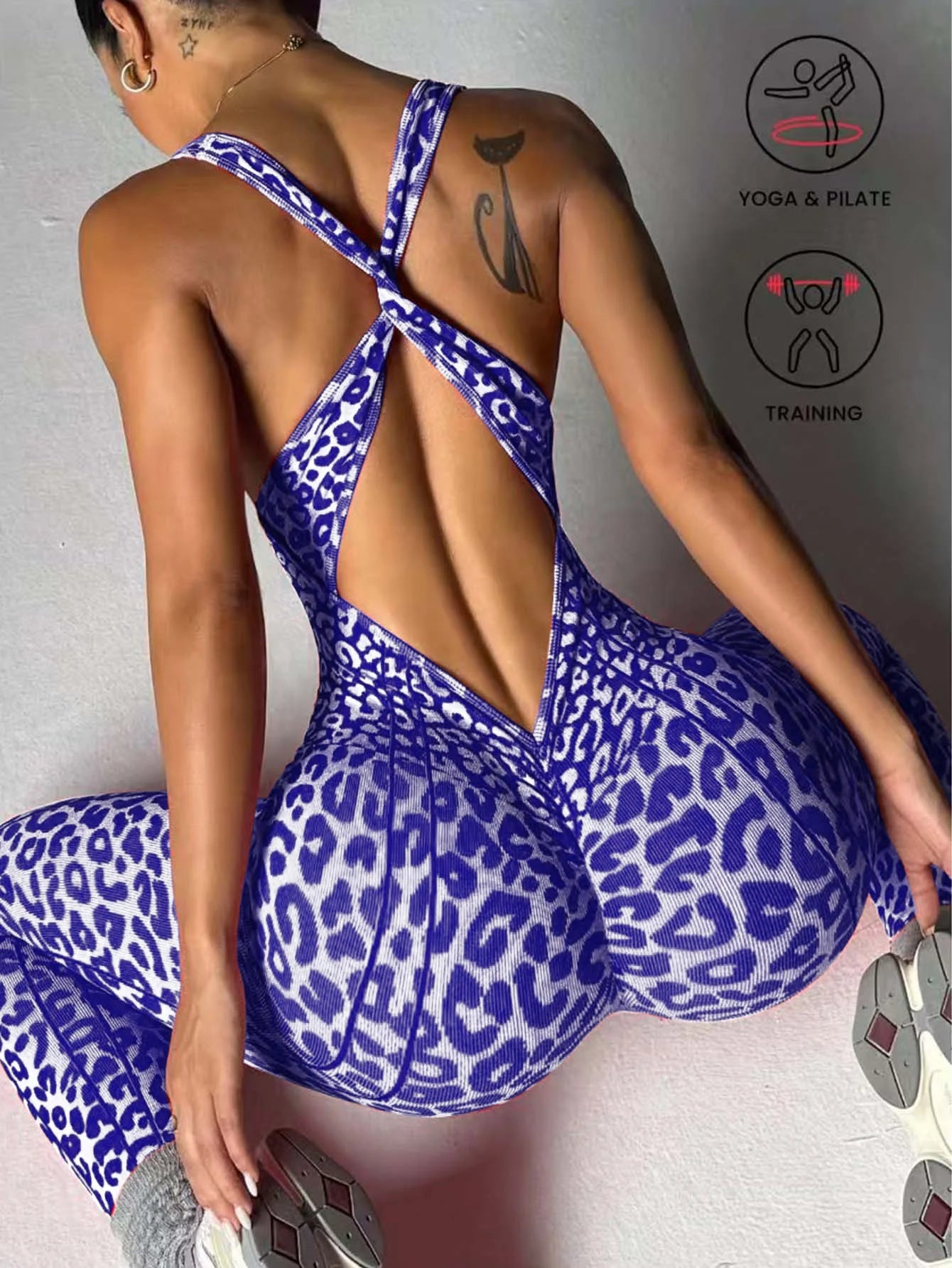 Sexy Leopard Print Sports Jumpsuit Activewear