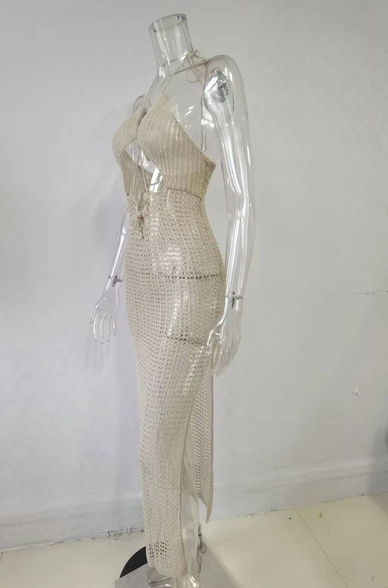 Fashionable halter beach cover up