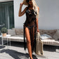 Sexy embroidered Hollow out Long Tassel Cover Up