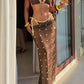 3pc Polka Dot Skirt Halter Bikini  Swimwear