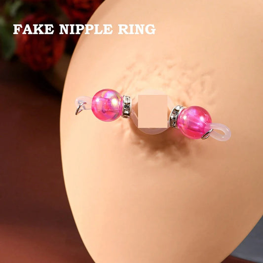 1 Pair Of Adjustable strap Nipple Rings Glitter Beads