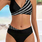 2026 New V Neck Stripe Print Bikini Swimsuit