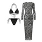 New Hollow Out Cover Up Halter Bikini Swimwear ( 3pc )