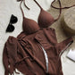 3-pc Bikini Set w/Skirt Wrinkled