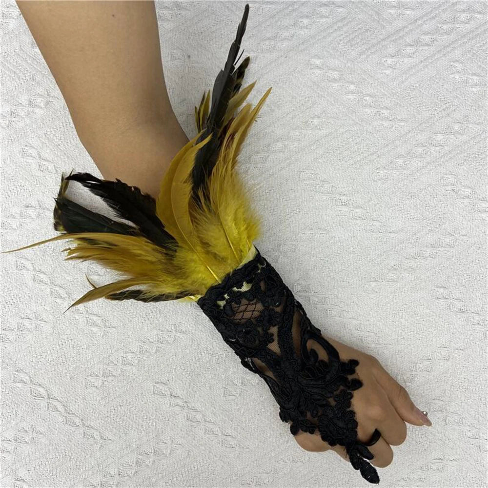 Cat Scan Fashion Lace Feather Gloves