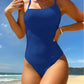 Solid Color One Piece Push Up Monokini