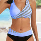 2026 New V Neck Stripe Print Bikini Swimsuit