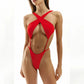 3Pcs Cut Out One Piece W/Cover Up One Shoulder Swimwear