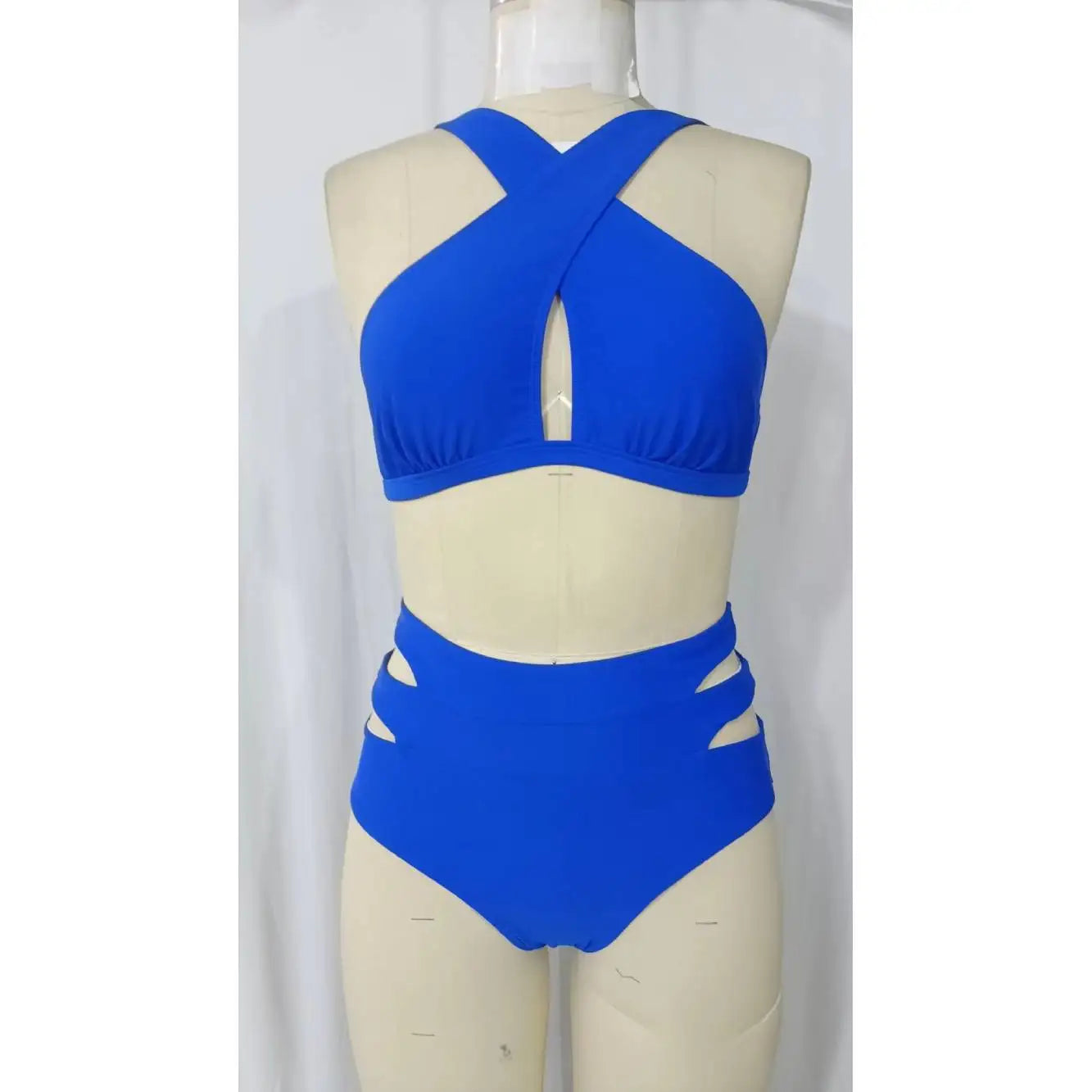 Solid Color Halter Neck Two-Piece Bikini Set