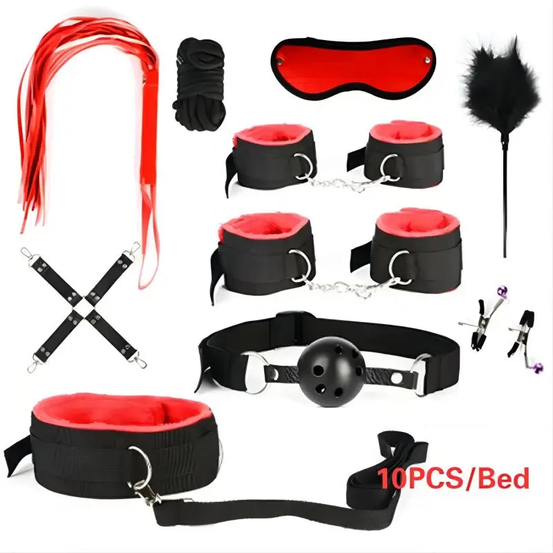 Bdsm Adult stimulation Kit handcuff nipple clamp Whip Sex Metal APlug vibrator set