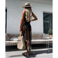 Sexy embroidered Hollow out Long Tassel Cover Up