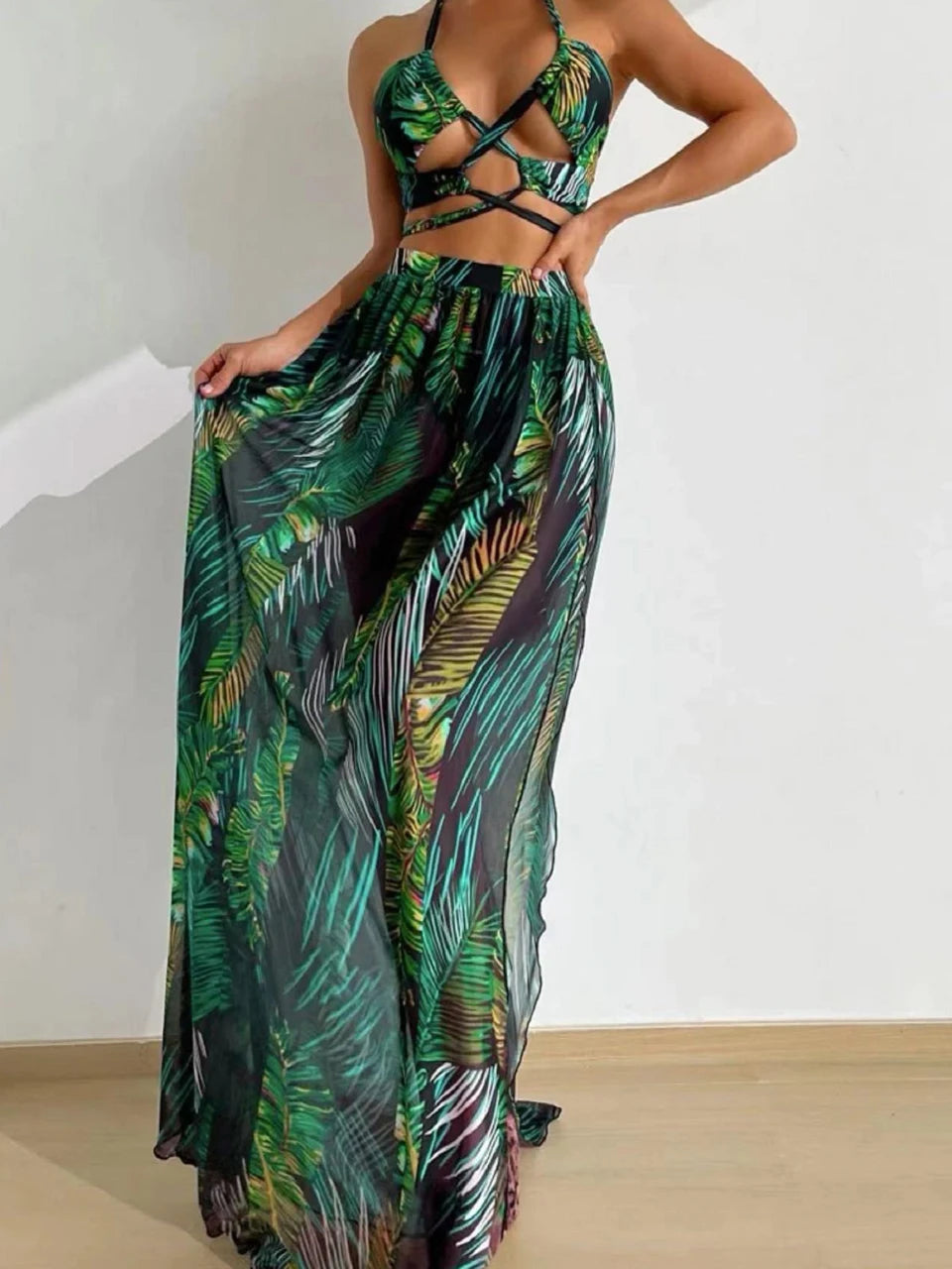 2026 Ultra Stylish 3pc Tie Dye Cross Swimsuit & Cover Up