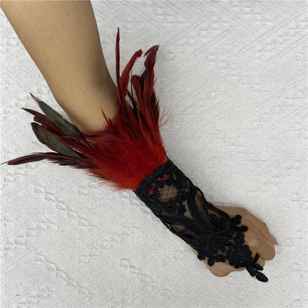 Cat Scan Fashion Lace Feather Gloves
