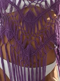 Sexy embroidered Hollow out Long Tassel Cover Up
