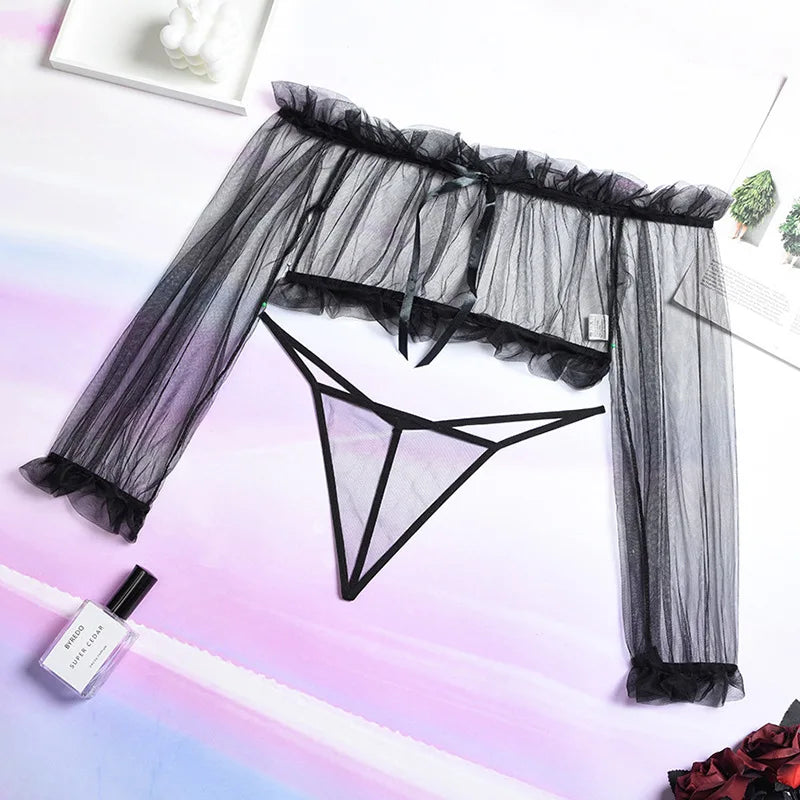 Sexy Transparent Babydoll Set Nightwear (Off Shoulder Top)