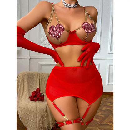 sexy hot girl heart ring bodysuit
