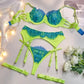 Ultra Sexy Color Lace Lingerie Set w/garter belt