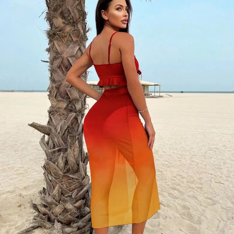 Cat Scan Sexy Gradient Color 3pc Swimwear