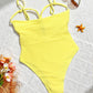 Chic Yellow Hollow Out Backless Monokini 2026