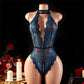 Exotic Bodycon Off Shoulder Crotchless Teddy Green Red &Blue