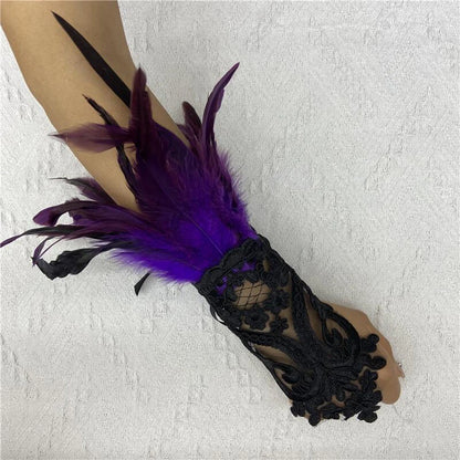 Cat Scan Fashion Lace Feather Gloves