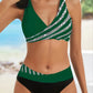 2026 New V Neck Stripe Print Bikini Swimsuit