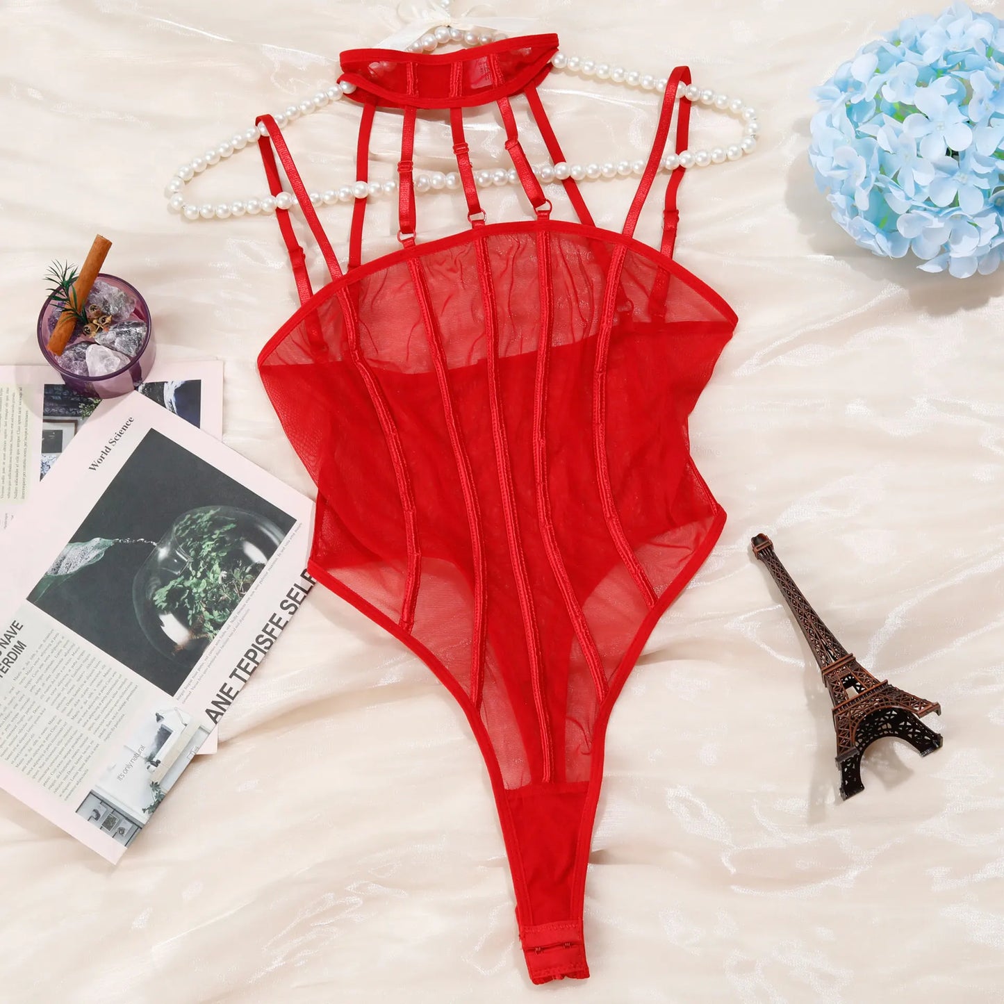 Sexy Sheer Choker Mesh Bodysuits