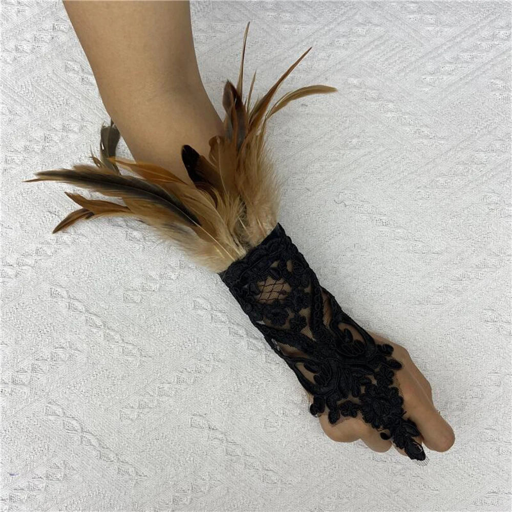 Cat Scan Fashion Lace Feather Gloves