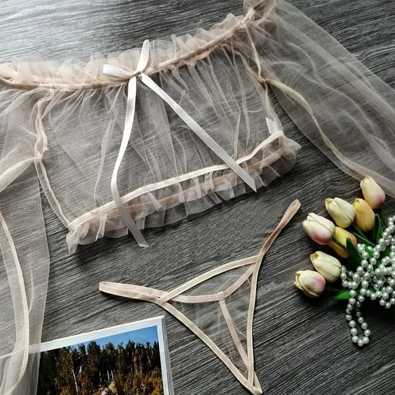 Sexy Transparent Babydoll Set Nightwear (Off Shoulder Top)