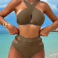 Solid Color Halter Neck Two-Piece Bikini Set