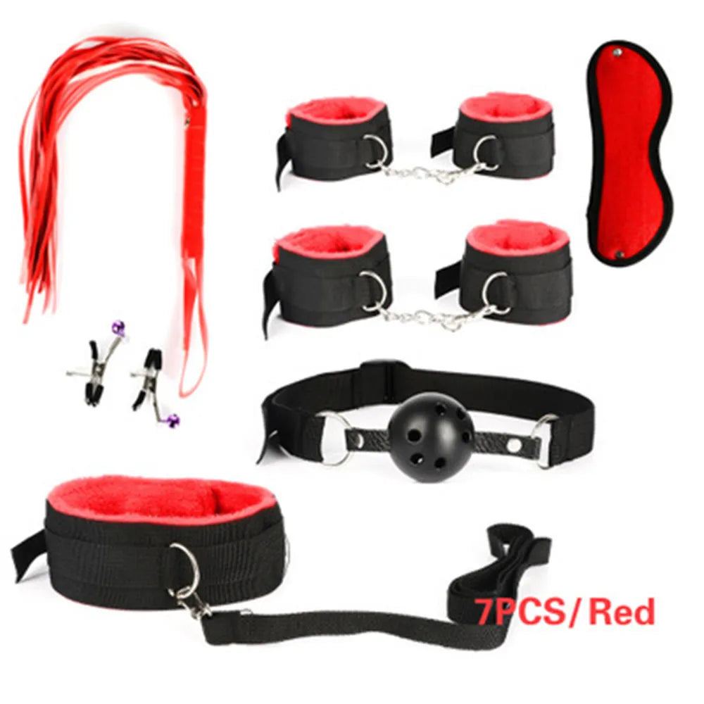 Bdsm Adult stimulation Kit handcuff nipple clamp Whip Sex Metal APlug vibrator set