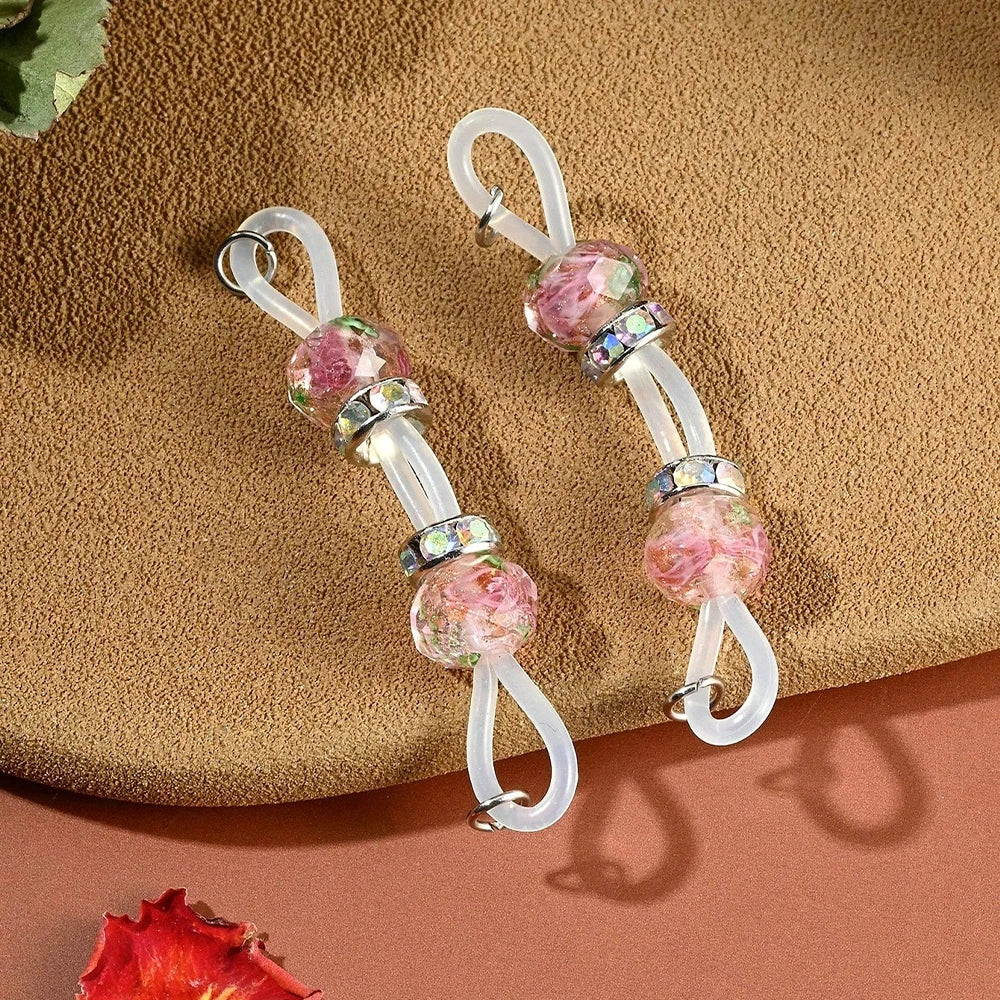 1 Pair Of Adjustable strap Nipple Rings Glitter Beads