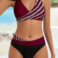 2026 New V Neck Stripe Print Bikini Swimsuit