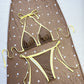 3pc Polka Dot Skirt Halter Bikini  Swimwear
