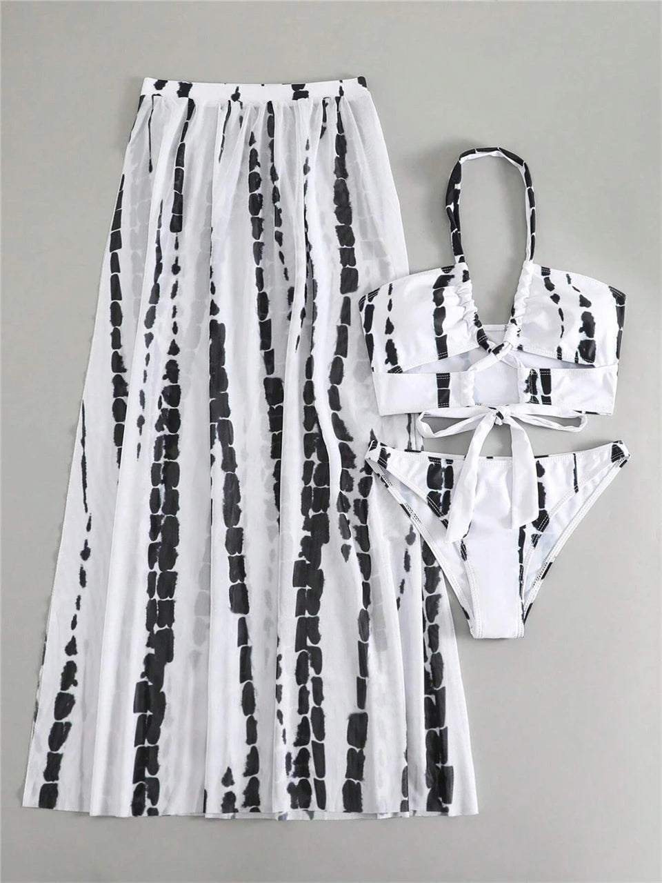 2026 Ultra Stylish 3pc Tie Dye Cross Swimsuit & Cover Up