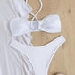 Bikini And Cover Up Set Criss Cross Halter With Ruffle Pants