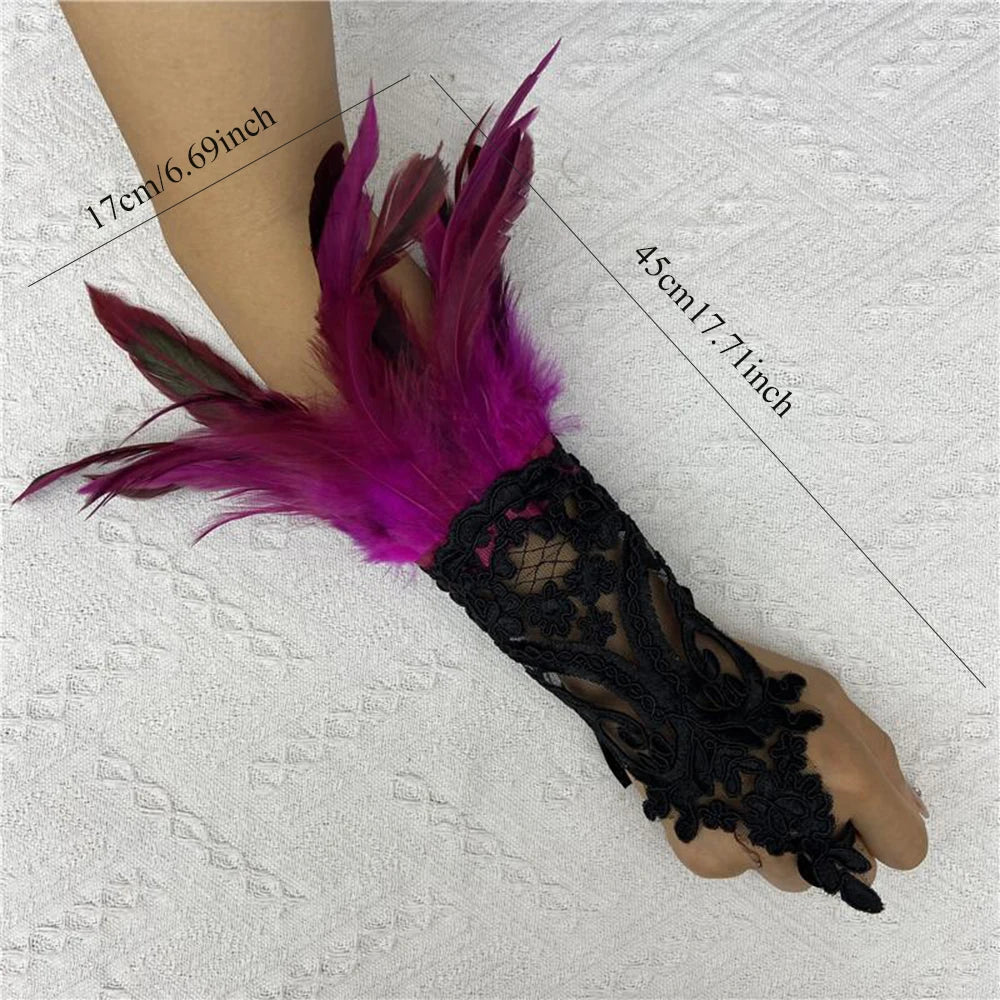 Cat Scan Fashion Lace Feather Gloves